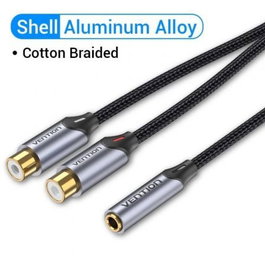 Vention Cable de Audio Estéreo Jack 3,5 mm Hembra a 2x RCA Macho 0,3 m Gris BCOHY